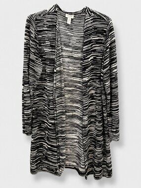 Chico's Open Front Duster Cardigan Sweater Knit Longline Layering Top 2